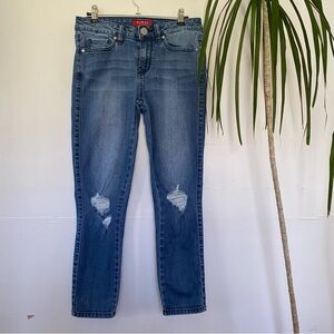 GUESS Women's Cotton Blend Mid Wash Ripped Knee Skinny Jeans Size 25